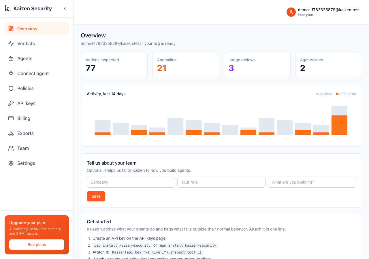 The overview page
