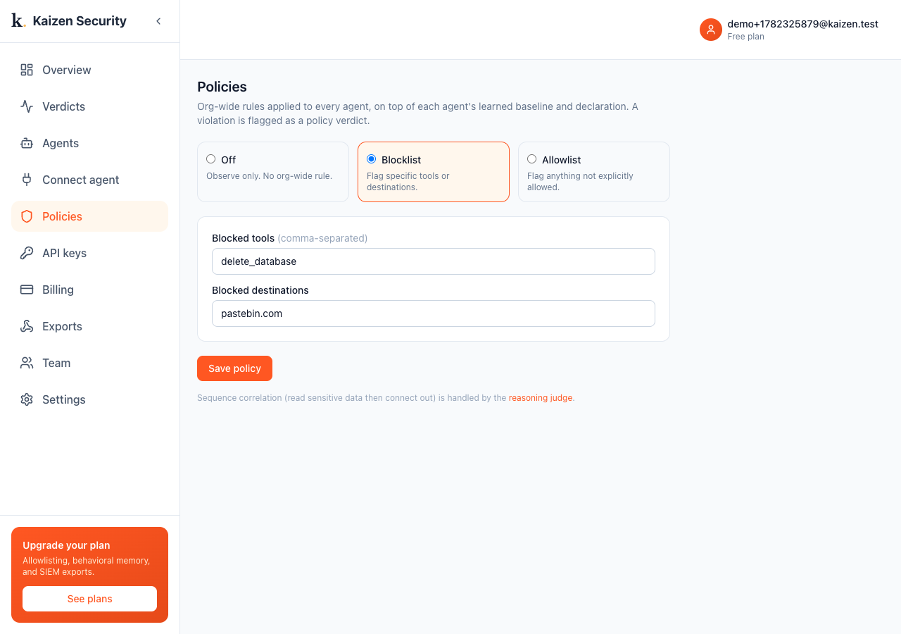 The Policies page